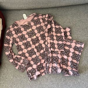 Pink and Black Patterned Long Sleeve Top